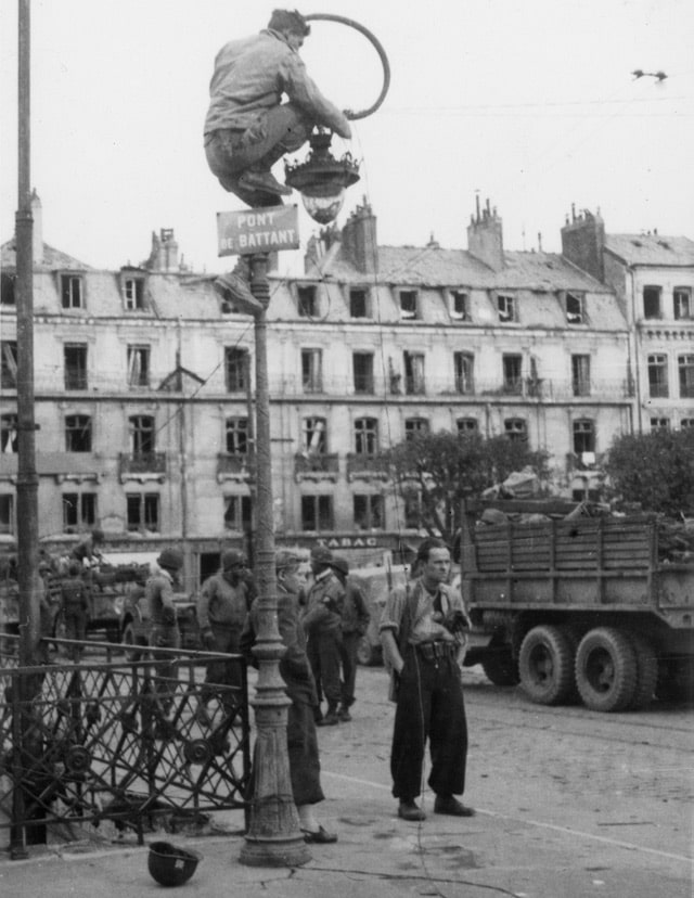 Aufnahme von Besançon, Pont de Battant, während des Zweiten Weltkriegs