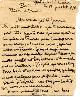 Photo of an object from the collection, letter from a prisoner.