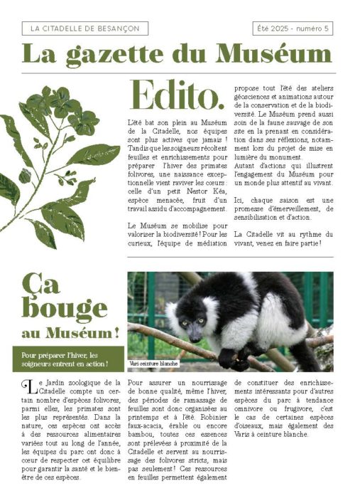 La Gazette du Muséum disponible en ligne et à la Citadelle !